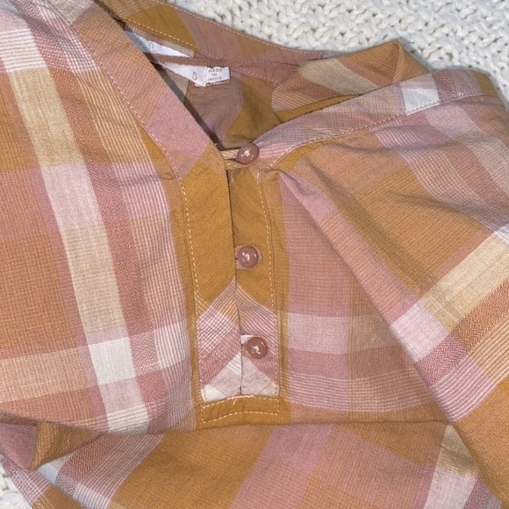 Prana Elena top mustard plaid size small - Picture 7 of 8